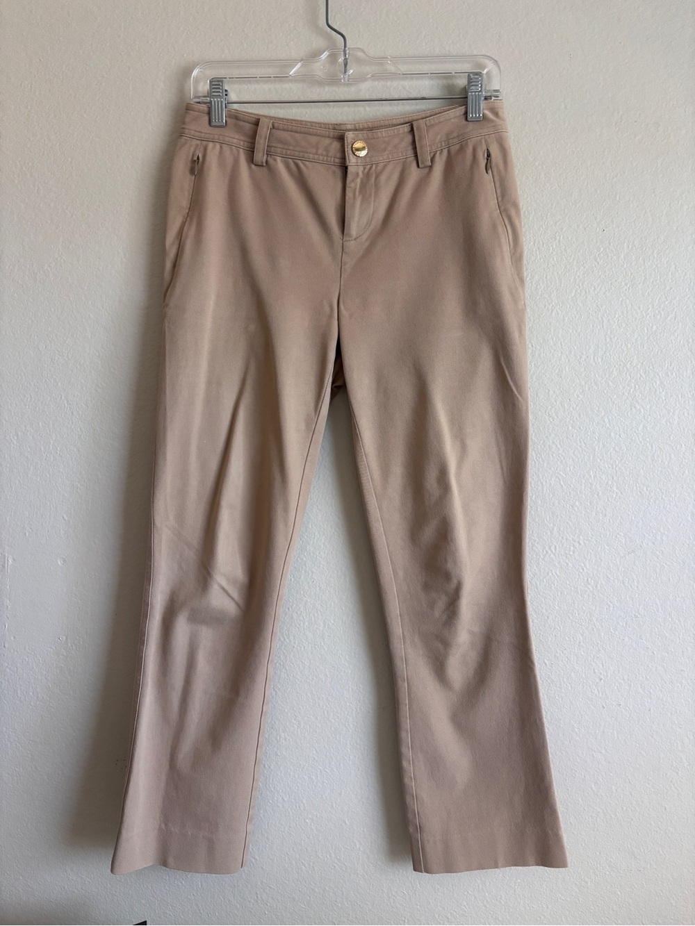 Ralph Lauren Petite Light Brown Tan Khaki Riding Pants with Zipper Pockets Sz 2P
